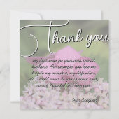 Fleur rose titre fond vert texte personnalisable サンキューカード (裏面)