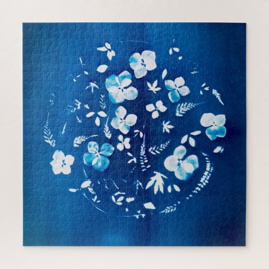 fleuri Cyanotype – ウンエアーデプリンテンプス ジグソーパズル (縦)