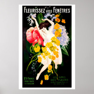 Fleurissez vos Fenêtres 1921 アール・ヌーヴォー ヴィンテージ ポスター