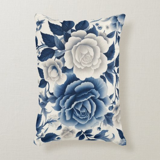 Fleurs bleue et blanches アクセントクッション (正面(垂直))