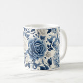 Fleurs bleue et blanches コーヒーマグカップ (正面右)
