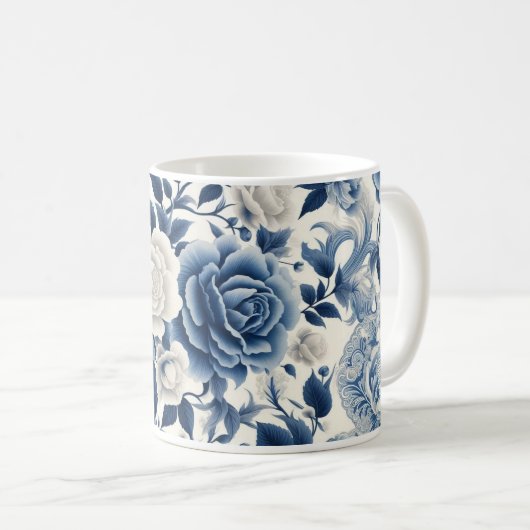 Fleurs bleue et blanches コーヒーマグカップ (正面右)