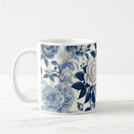 Fleurs bleue et blanches コーヒーマグカップ
