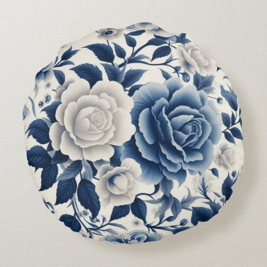 Fleurs bleue et blanches ラウンドクッション (裏面)