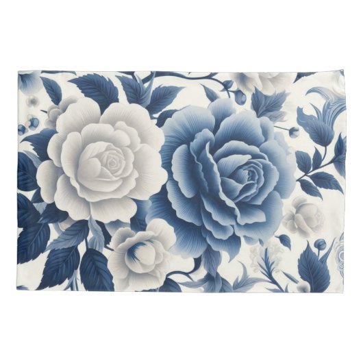 Fleurs bleue et blanches 枕カバー (裏面)