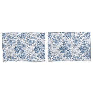 fleurs bleues vintage 枕カバー