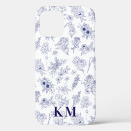 Fleurs de Saison French Personalised Blue White iPhone 12ケース