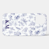 Fleurs de Saison French Personalised Blue White Case-Mate iPhoneケース (裏面 (横))