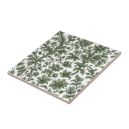 fleurs et feuilles vertes タイル (側面)