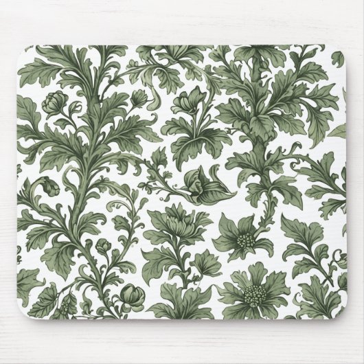 Fleurs et feuilles vertes マウスパッド (正面)