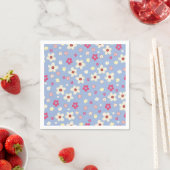 fleurs printanières sur fond bleu スタンダードカクテルナプキン (インサイチュ)