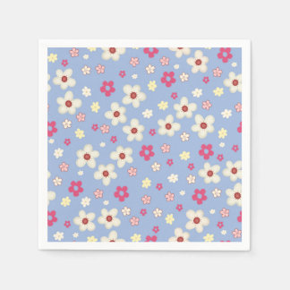 fleurs printanières sur fond bleu スタンダードカクテルナプキン