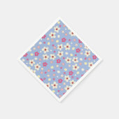 fleurs printanières sur fond bleu スタンダードカクテルナプキン (角)
