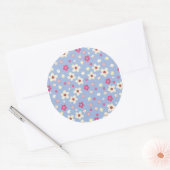 fleurs printanières sur fond bleu ラウンドシール (封筒)