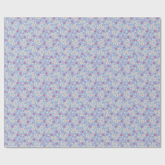 fleurs printanières sur fond bleu ラッピングペーパー