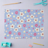 fleurs printanières sur fond bleu 薄葉紙 (クラフト)