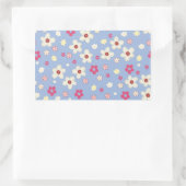 fleurs printanières sur fond bleu 長方形シール (バッグ)