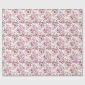 fleurs roses et rouge foncé ラッピングペーパー (フラット)