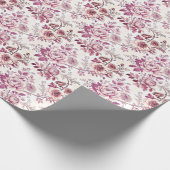 fleurs roses et rouge foncé ラッピングペーパー (角)