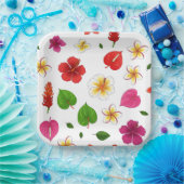 Fleurs tropicales hawaïennes ペーパープレート (パーティー)