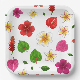 Fleurs tropicales hawaïennes ペーパープレート