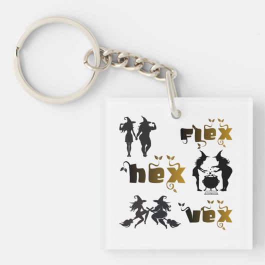 Flex. Hex. Vex. ボディポジティブで多様な魔女たち キーホルダー (正面)