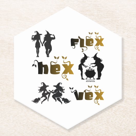 Flex. Hex. Vex. ボディポジティブで多様な魔女たち ペーパーコースター (正面)