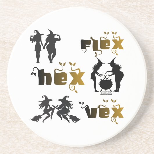 Flex. Hex. Vex. ボディポジティブで多様性のある魔女たち コースター (正面)