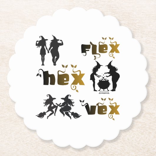 Flex. Hex. Vex. ボディポジティブで多様性のある魔女たち ペーパーコースター (正面)