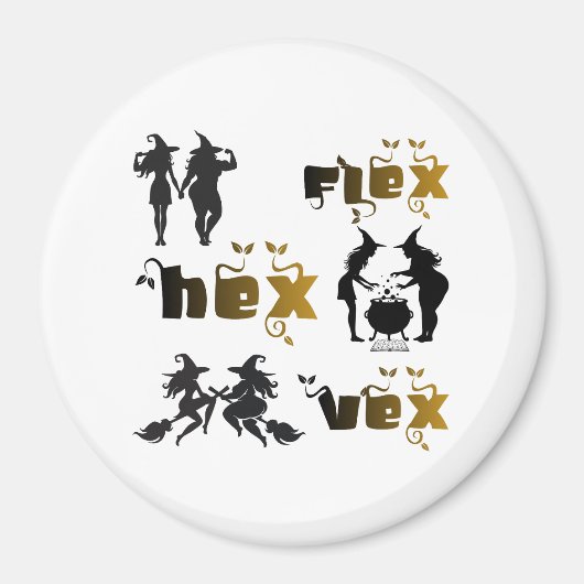 Flex. Hex. Vex. ボディポジティブで多様性豊かな魔女たち マグネット (正面)