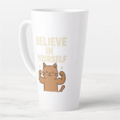 Flexing やる気を起こさせる Cat - 「自分で信じ」 カフェラテマグ (左アングル)