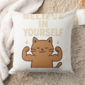 Flexing やる気を起こさせる Cat - 「自分で信じ」 クッション (ブランケット)