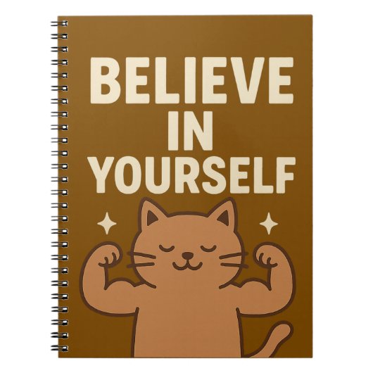 Flexing やる気を起こさせる Cat - 「自分で信じ」 ノートブック (正面)