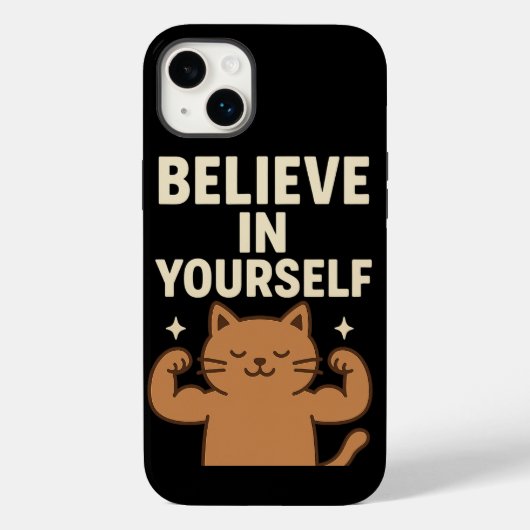Flexing やる気を起こさせる Cat - 「自分で信じ」 Case-Mate iPhoneケース (裏面)
