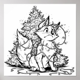 Flicker the Fox Christmas Pickle Coloring Page ポスター