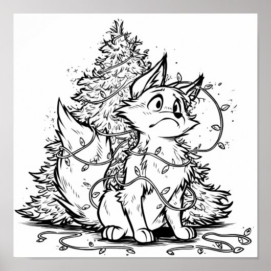 Flicker the Fox Christmas Pickle Coloring Page ポスター (正面)