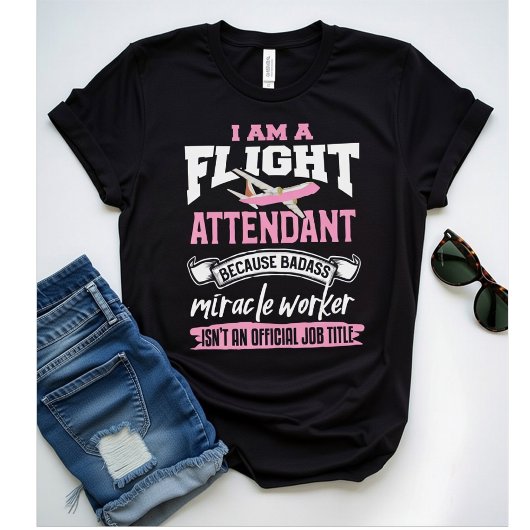Flight Attendant Because Badass Miracle, Funny  Tシャツ