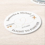 Flight forever Plane Travelling theme Wedding ラウンドペーパーコースター (アングル)