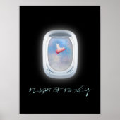 Flight of fancy-flying pig past an airplane window ポスター (正面)