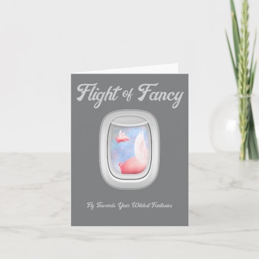 Flight of Fancy-Pigs Flying Past Airplane Window カード (正面)