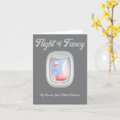 Flight of Fancy-Pigs Flying Past Airplane Window カード (黄色い花)