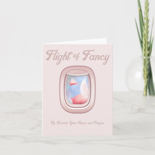 Flight of Fancy-Pigs Flying Past Airplane Window カード (正面)