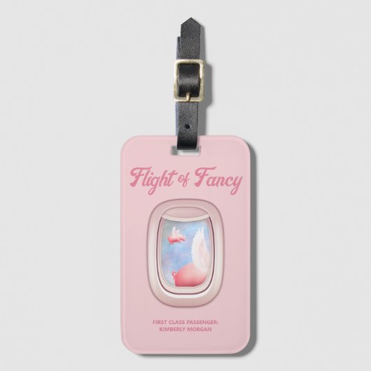 Flight of Fancy-Pigs Flying Past Airplane Window ラゲッジタグ (正面縦)