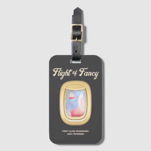 Flight of Fancy-Pigs Flying Past Airplane Window ラゲッジタグ (正面縦)