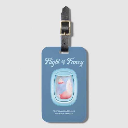 Flight of Fancy-Pigs Flying Past Airplane Window ラゲッジタグ (正面縦)