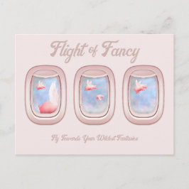 Flight of Fancy-Pigs Flying Past Airplane Window P ポストカード