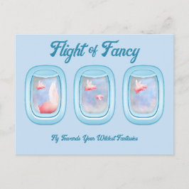 Flight of Fancy-Pigs Flying Past Airplane Window P ポストカード