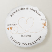 Flight Plane Travelling love side Wedding ラウンドクッション (裏面)