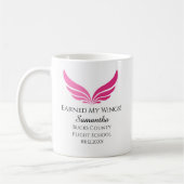 Flight Student Pilot Pink Wing Graduation Aviation コーヒーマグカップ (左)