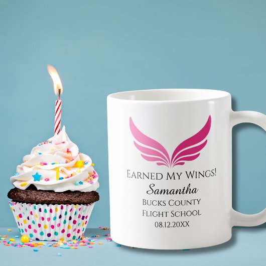 Flight Student Pilot Pink Wing Graduation Aviation コーヒーマグカップ